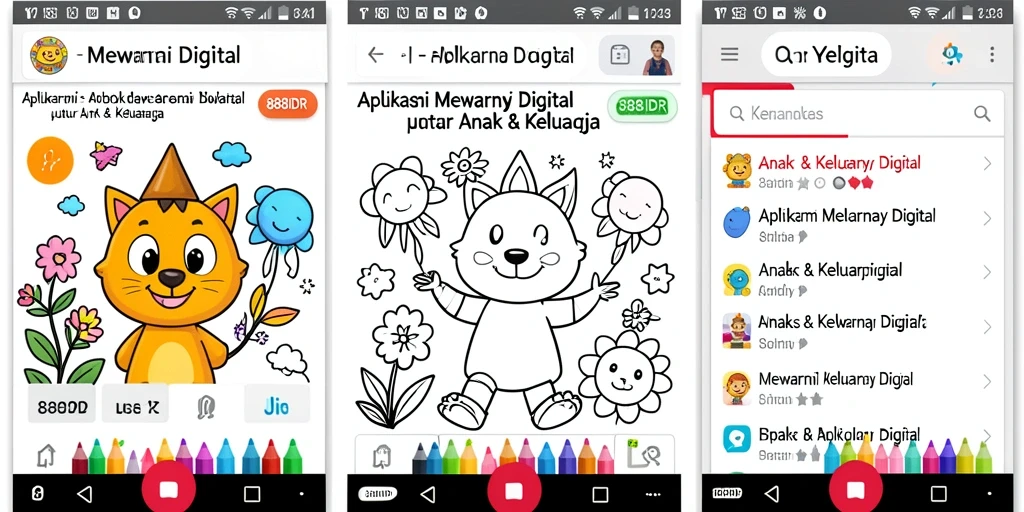 Tampilan antarmuka aplikasi Mewarnai Digital 888IDR yang menarik.