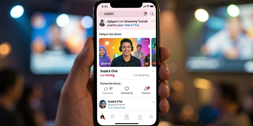 Antarmuka menarik dari aplikasi ASG55 untuk Live Streaming.