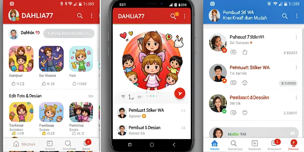 Tampilan antarmuka DAHLIA77 untuk membuat stiker WA yang menarik.