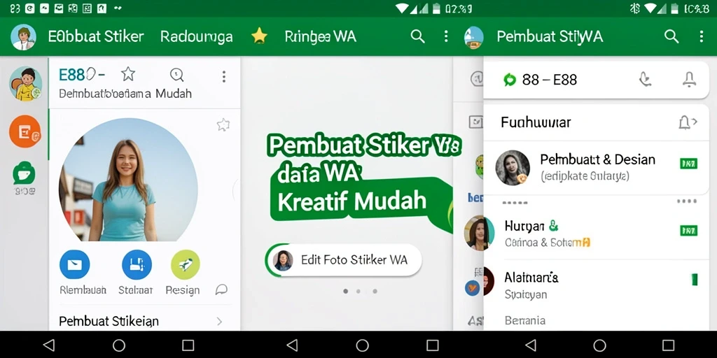 Tampilan antarmuka E88 saat membuat stiker WA yang menarik.