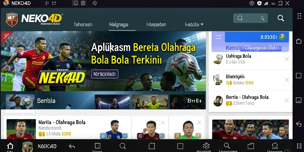 Antarmuka NEKO4D yang modern dan informatif untuk berita olahraga bola.