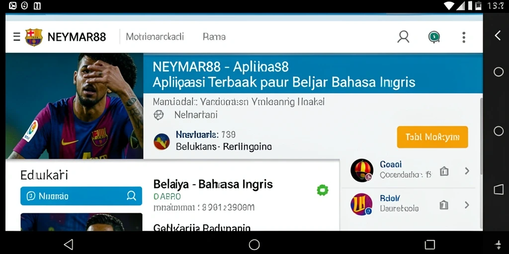 Antarmuka aplikasi NEYMAR88 yang menarik dan fungsional untuk belajar Bahasa Inggris.