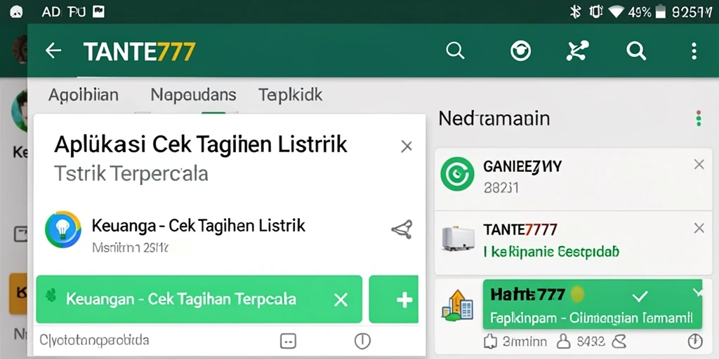Antarmuka TANTE777 yang sederhana untuk cek tagihan listrik.